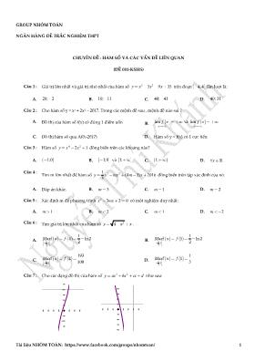 Ngân hàng đề trắc nghiệm THPT - Chuyên đề Hàm số và các vấn đề liên quan - Nguyễn Phú Khánh